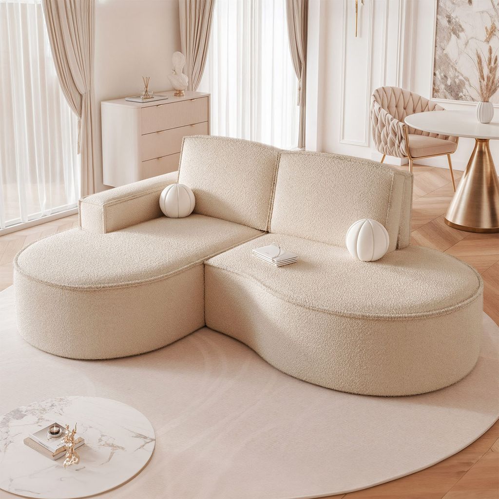 Polsterecksofa SOFIA L 210 cm Beige Linksseitige freistehende Polsterecke Wohnlandschaft Gepolstertes Schlafsofa modernes Eckcouch Sofa Abriamo 03