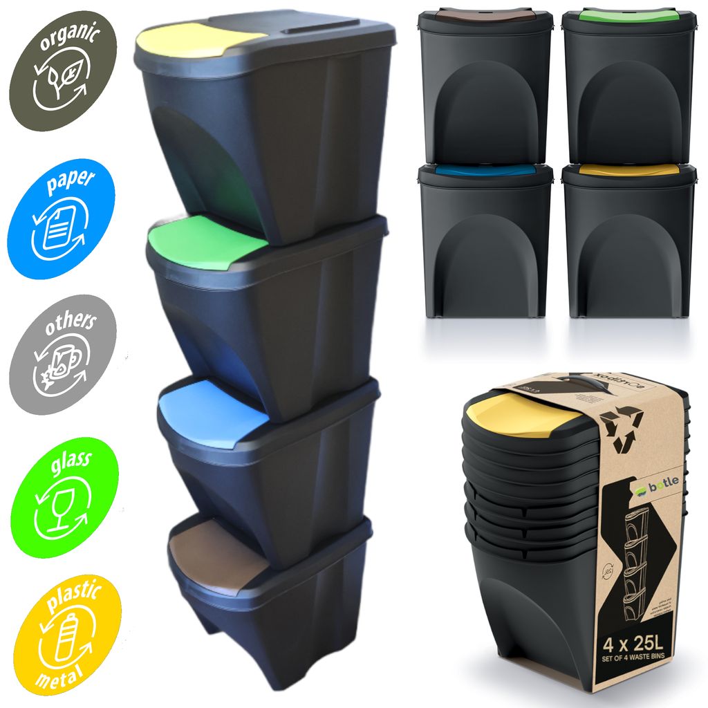 Mülleimer- 4er Set Mülltrennungssystem - Set aus 4x25L Produktbild 