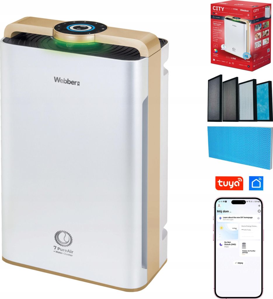 Luftreiniger Webber AP9700 WIFI HEPA13 UV-Ionisator Luftbefeuchter