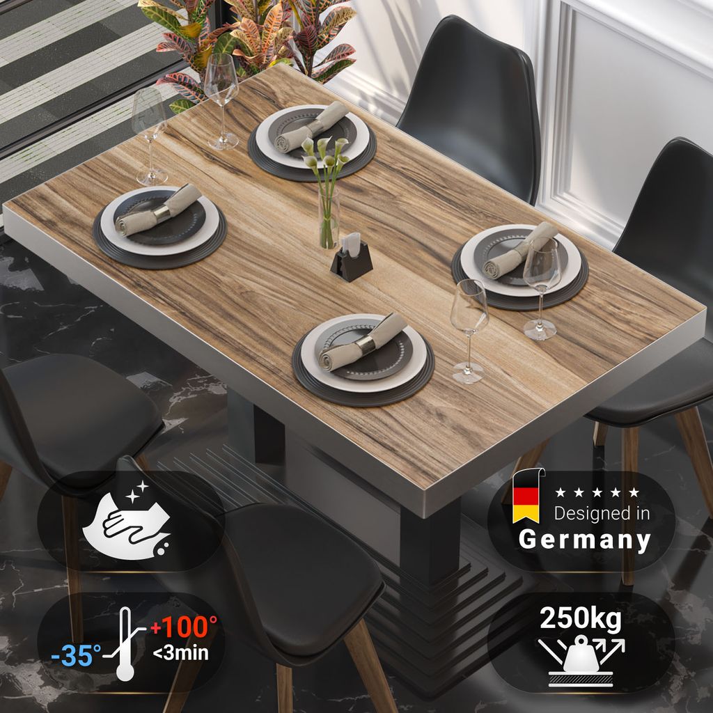 BRASIL | Gastro Tischplatte | B:T 110 x 60 cm | Sheesham | Rechteckig | Gastro Tischplatte
