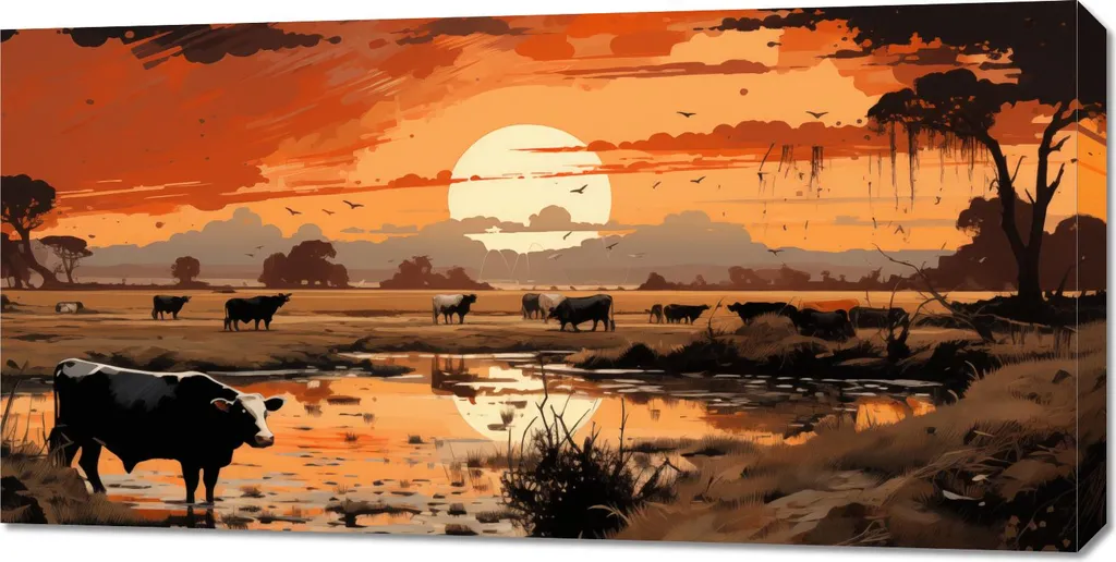 Offerta Quadro 100x50 cm Pastorale Serale - Stampa Tela Pronta Consegna
