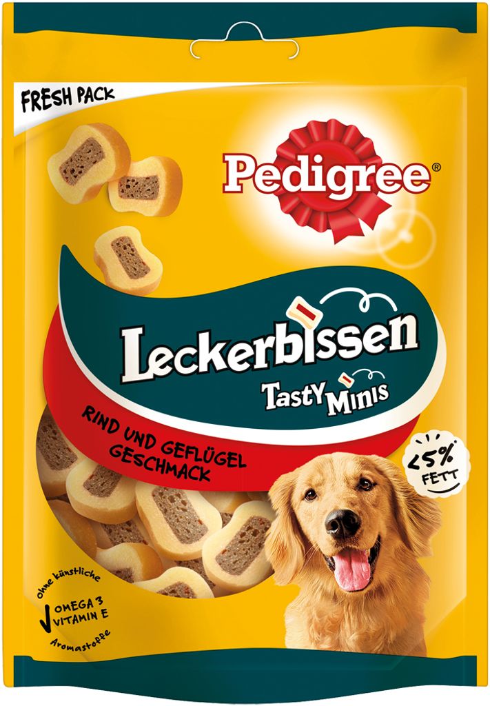 A bag of dog treats with a picture of a dog on it.