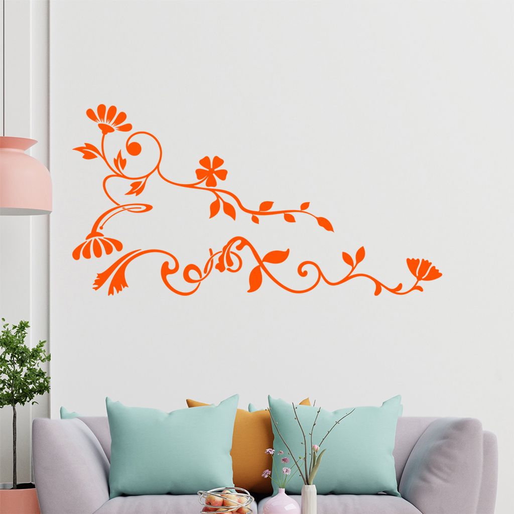 Eckeornament -Blätter- filigran Wandtattoo in 6 Größen - Wandaufkleber Wall Sticker - Dekoration, Küche, Wohnzimmer, Schlafzimmer, Badezimmer