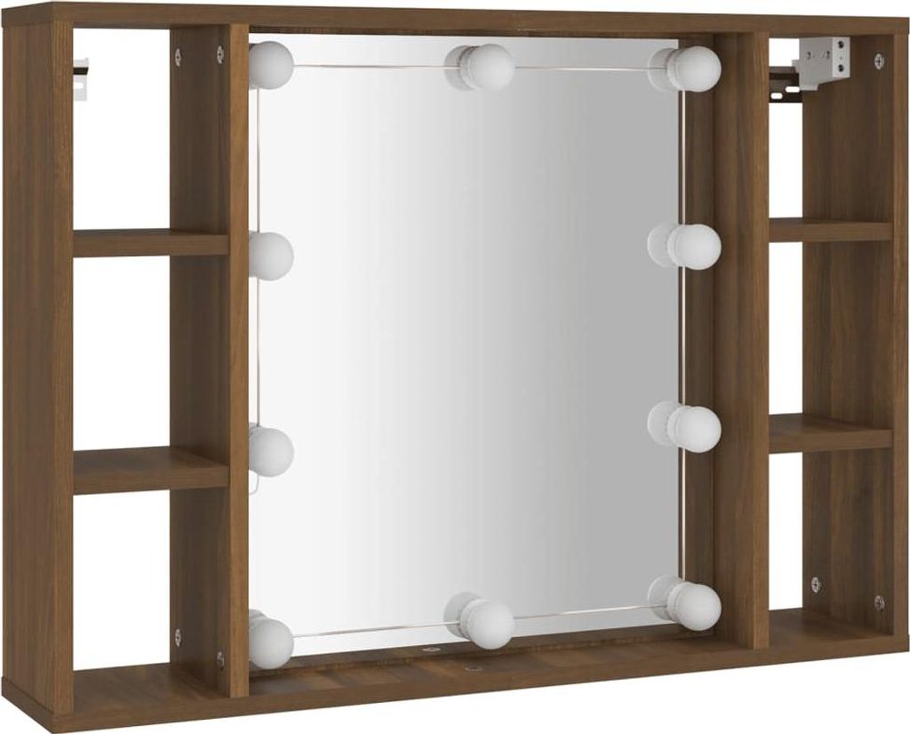 vidaXL Zrcadlová skříňka s LED hnědý dubový vzhled 76x15x55 Obrázek produktu 