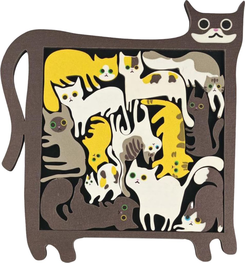 Katzen-Puzzlespiel aus Holz, tragbares Taschen-Reisespiel für Aktivitäten im Auto, auf der Straße oder im Flugzeug, Stressabbau-Spielzeug für B...