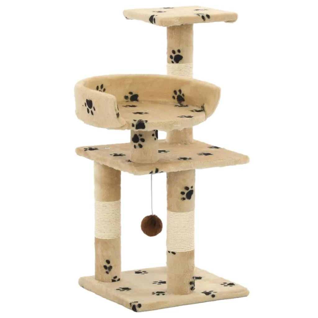 Arbre à chat beige 65 cm colonnes sisal résistant et design pattes