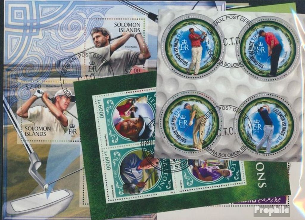 Briefmarken Motive 10 verschiedene Golfsport Blöcke
