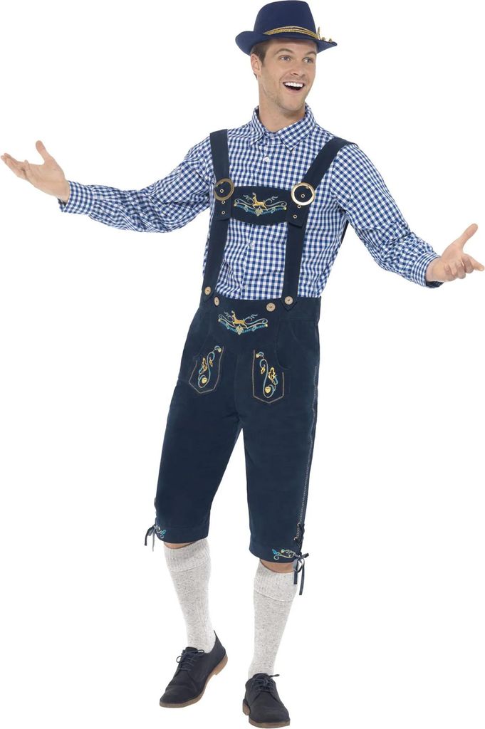 Smiffys - "Deluxe Traditional Rutger" Bayrisch-Kostüm für Herren SM3578 (M) (Marine/Blau/Weiß)