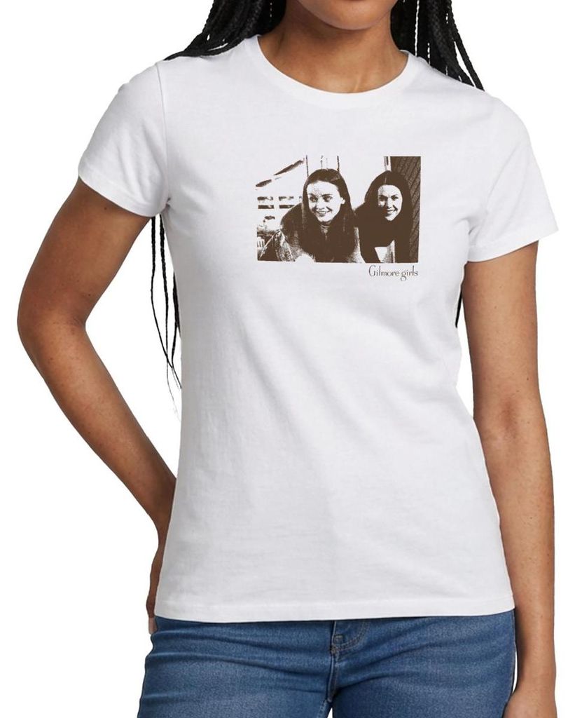Spreadshirt Gilmore Girls Foto Von Lorelai Und Rory Frauen T-Shirt, M, Weiß