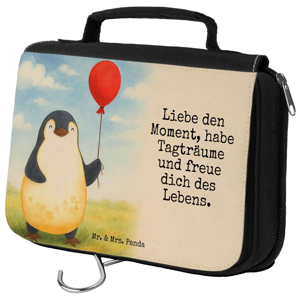Mr. & Mrs. Panda Waschbeutel Pinguin Luftballon Design - Weiß - Geschenk, kulturtäschchen, Beste Freundin, Schminktasche, Glück, kosmetiktäschc...