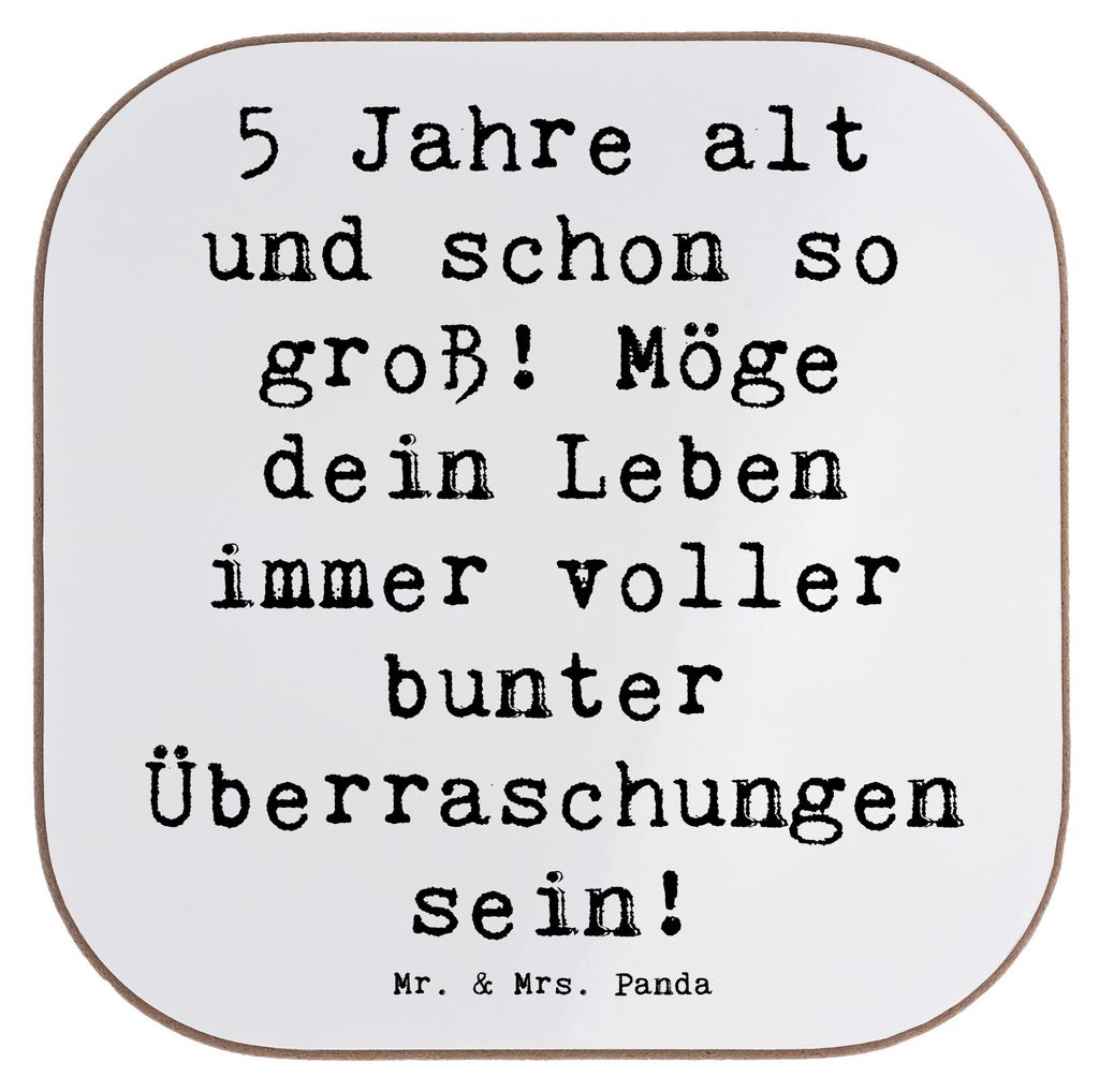 Mr. & Mrs. Panda Untersetzer Glas Spruch 5. Geburtstag - Weiß - Geschenk, Alter, Happy Birthday, Quadratisch, Geburtstagsgeschenk, Geburtstagswün...