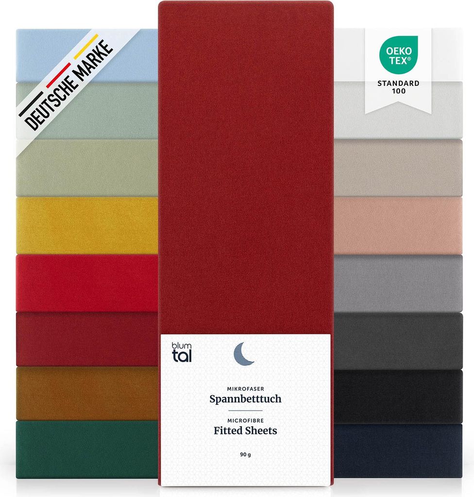 Blumtal Spannbettlaken 160x200cm aus Microfaser - Bettlaken im 2er Set - Aurora Red - Rot