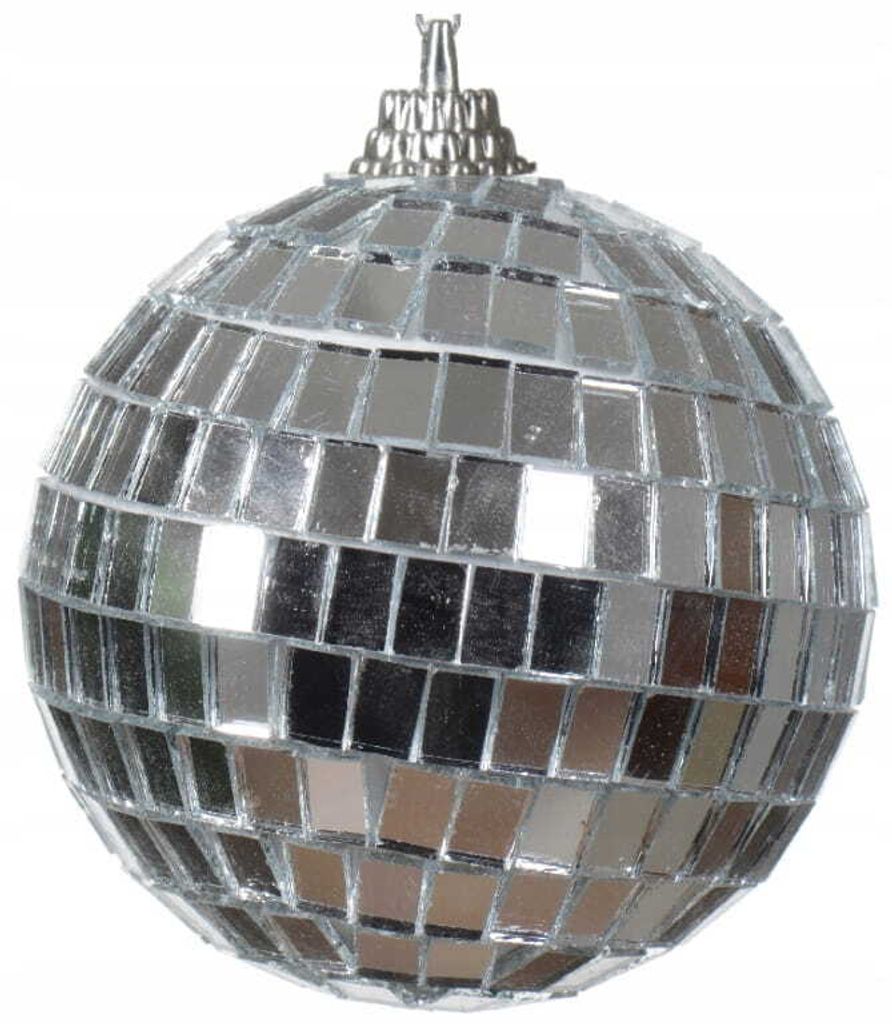 Weihnachtskugel Disco Silberfarben mit Spiegelplättchen Ø 6 Produktbild 4