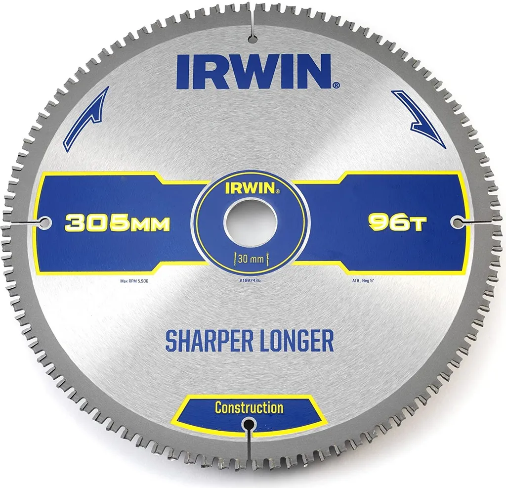 Lame de scie circulaire pour bois dur 305x30mm IRWIN finition 96 ATB