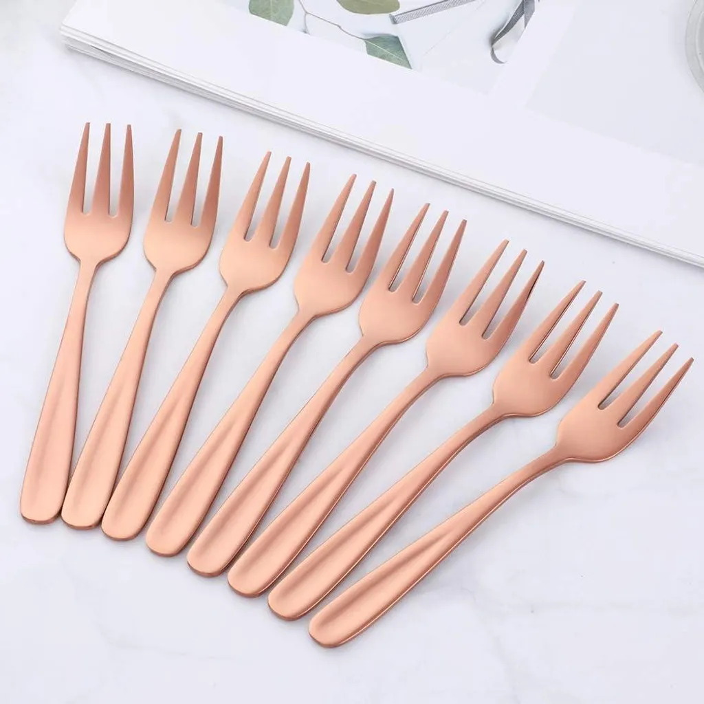 Lot de 8 fourchettes or en acier inoxydable finition miroir haute qualité