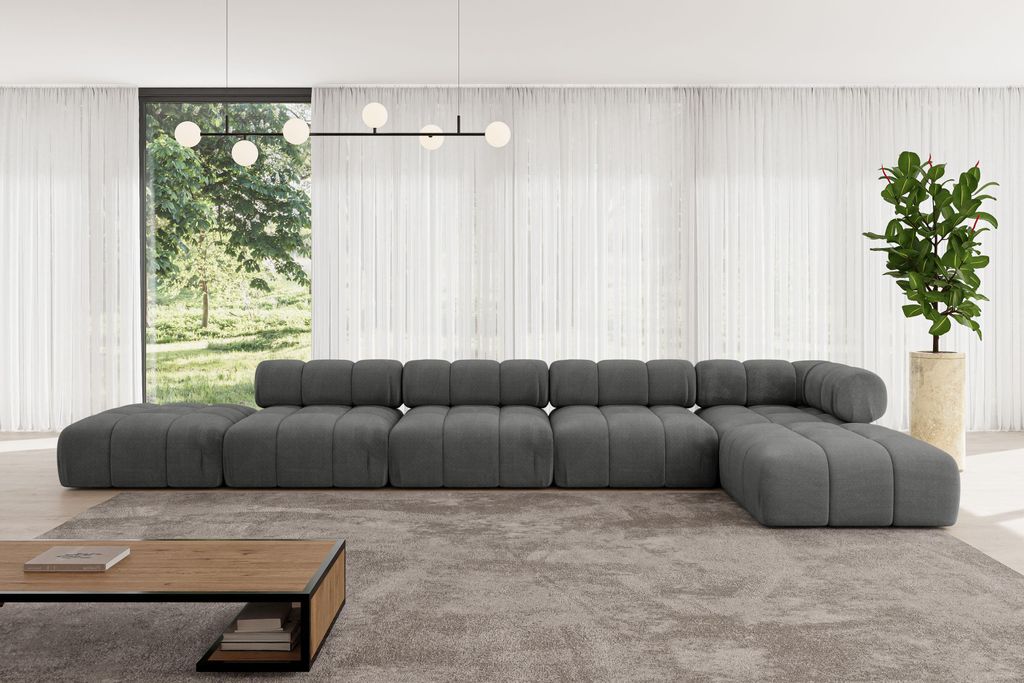 ALTDECOR Modulares Sofa Ecksofa in L-Form - Kerru-L3 - 475x190x70 cm Dunkelgrau universal, links/rechts Corner modular Sofa Eckcouch Couch Wohnland...