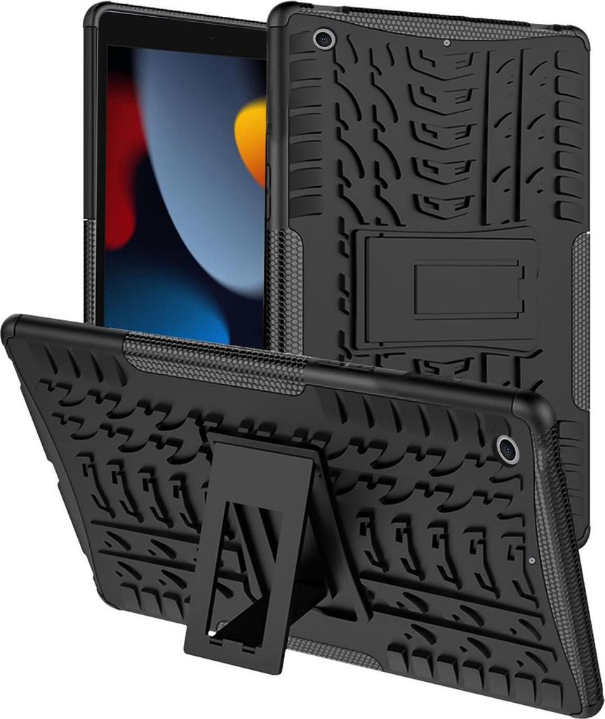 Conie Tablet Hybrid Cover für iPad 10.2 2020 / 2021 TPU Hard Case Kunststoff Schutz Hülle Tasche aufstellbar in Schwarz