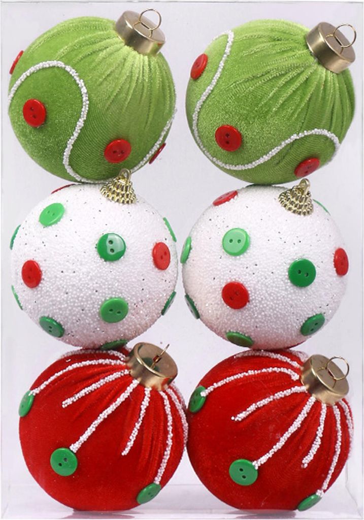 Plüschige Weihnachtskugeln mit Trageband, festliche Hängeornamente, elegante Weihnachtsbaumdekoration für Zuhause und Weihnachtsfeiern