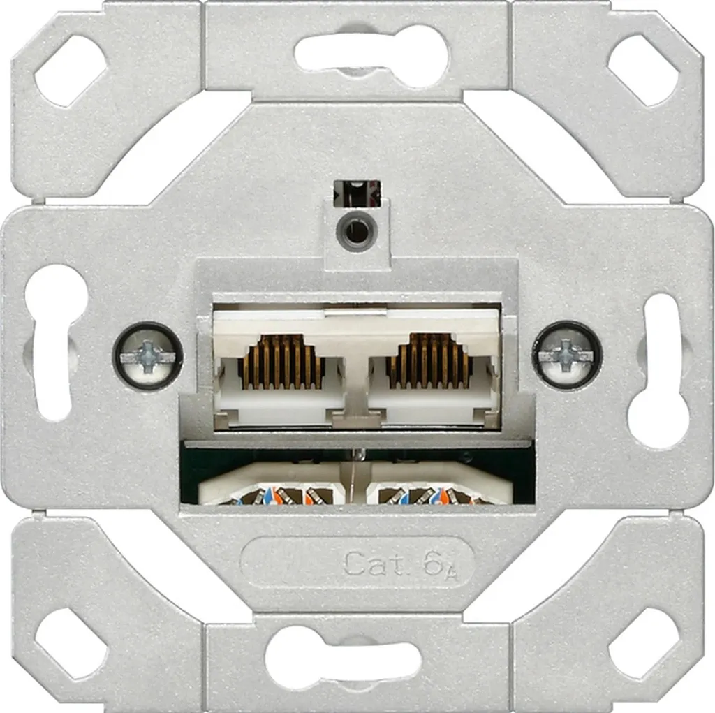 Prise de Communication Double RJ45 Gira 245200 en Métal Robuste