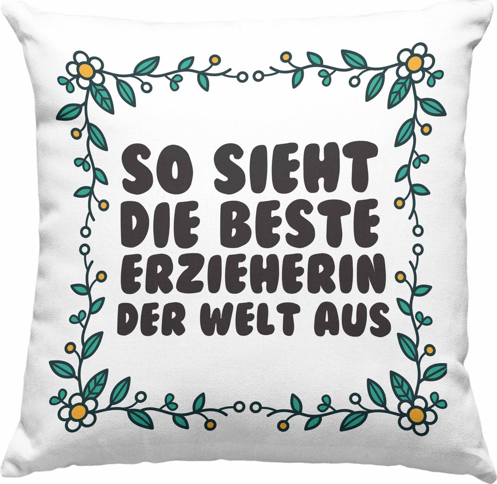 Trendation - Erzieherin Deko-Kissen mit Füllung 40x40 Geschenk Herz Geschenke Abschiedsgeschenk mit Spruch Deko-Kissen mit Füllung 40x40 für Er...
