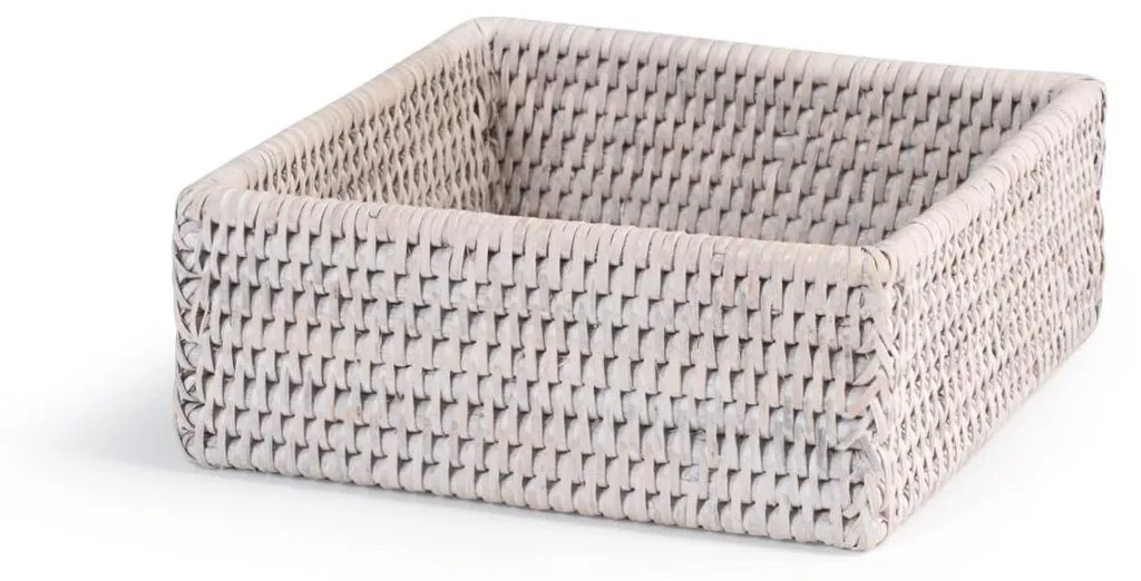 Récipient en rotin blanc 19x7 cm - Panier carré robuste et esthétique H&H