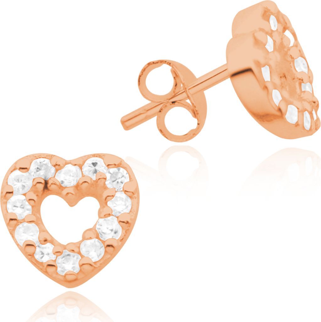 LUISIA Ohrstecker Herz mit Zirkonia - 925 Sterling Silber Roségold