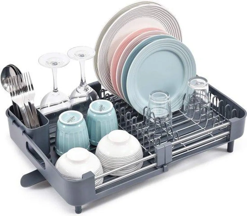 Égouttoir réglable inox gris anti-rayures pour en finir avec l'encombrement