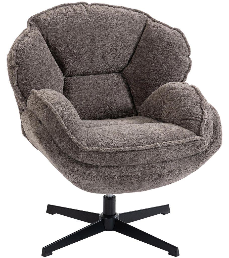 HOMCOM Ohrensessel Drehbarer Loungesessel mit Samtoptik, Metallbeine