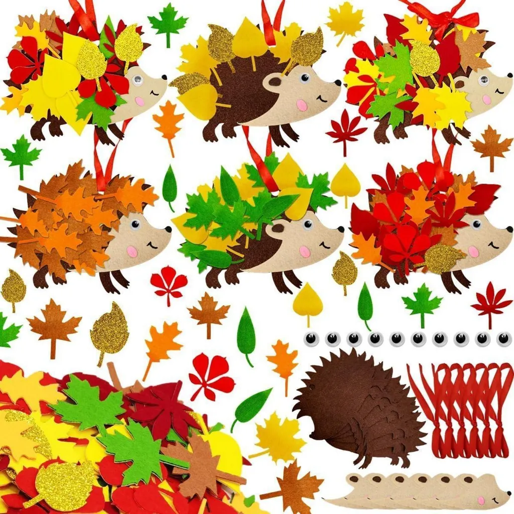 251 Pezzi Kit Creativo Riccio Per Bambini - Lavoretti Autunnali Fai Da Te In EVA Per Decorazioni Ringraziamento - copertina
