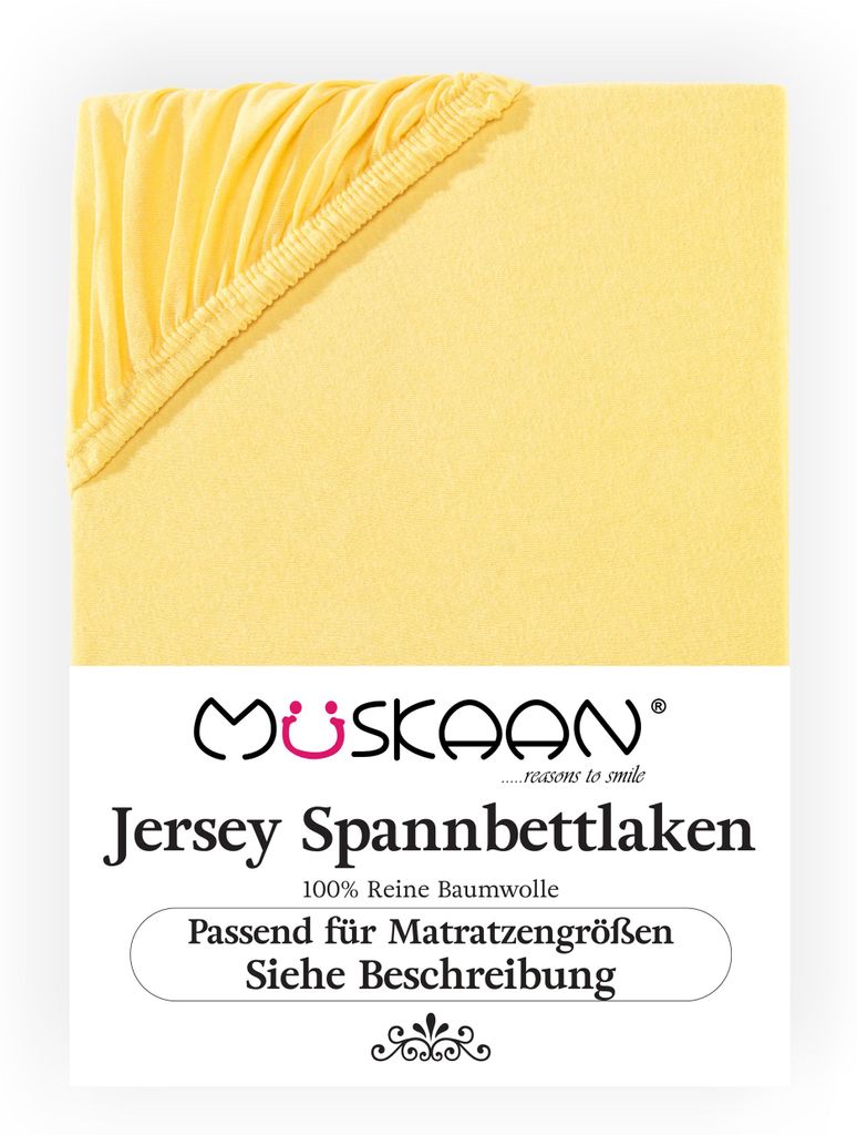 Müskaan Jersey Spannbettlaken 180x200 - 200x200 cm gelb bis Produktbild 