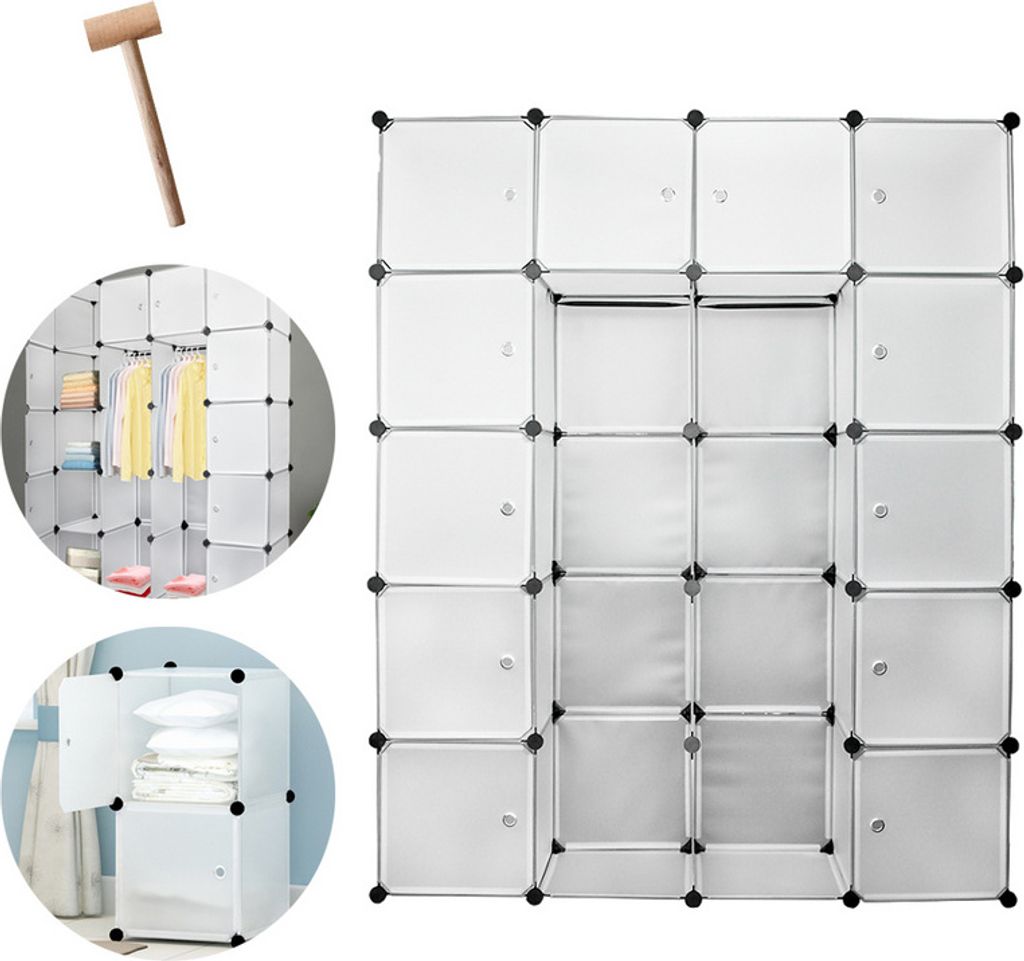 Yakimz Kleiderschrank Regalsystem DIY Regal Stabil Steckregal Garderobe 20 Boxen/Weiß