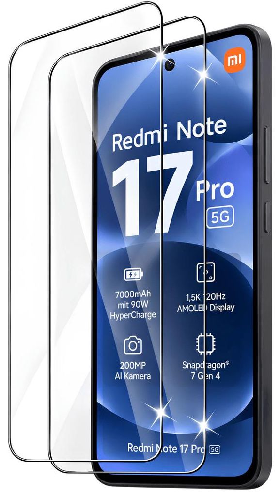 2x Schutzglas für Xiaomi Redmi Note 17 Pro 5G Display Produktbild 