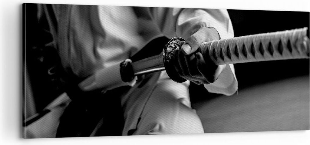 Bild auf Leinwand - Leinwandbild - Samurai-Schwert - 100x40cm - Wand Bild - Wanddeko - Wandbilder - Leinwanddruck - Bilder - Kunstdruck - Wanddekor...