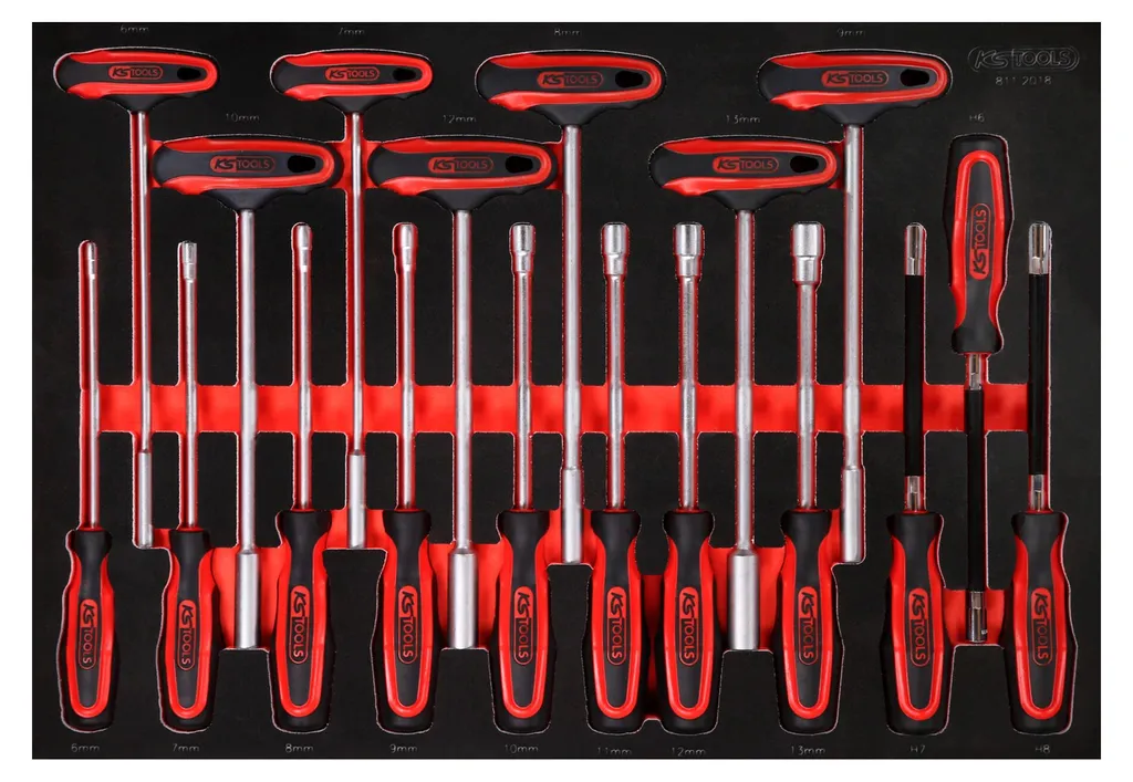 Jeu de clés mâles coudées KS Tools 18 pièces avec poignée en T ergonomique
