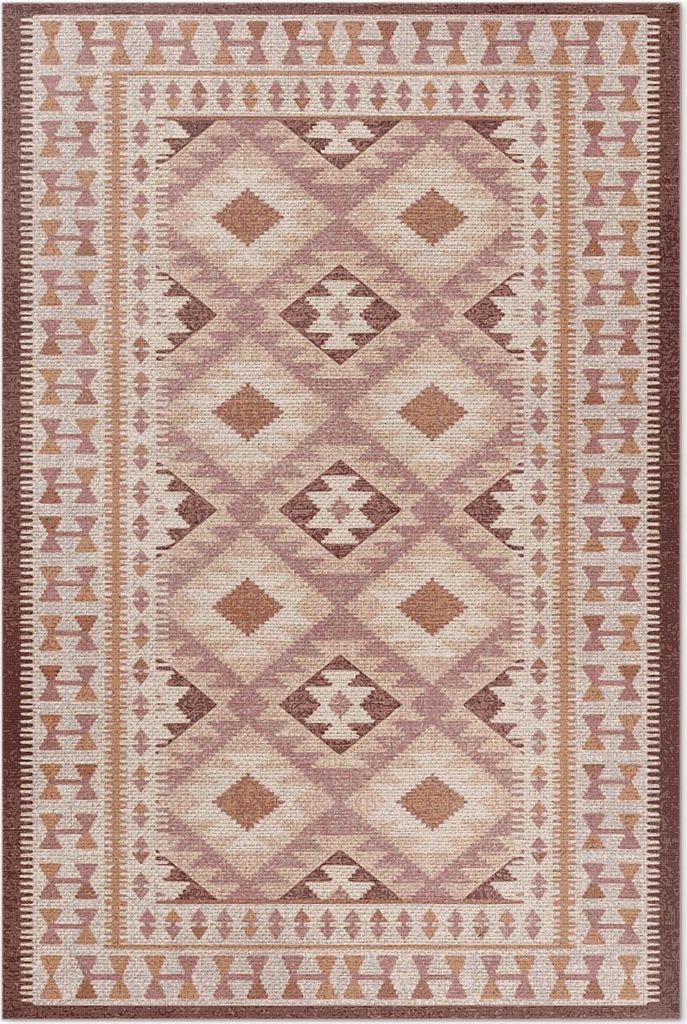 Vintage-Muster, dekoratives Stoff-Imitat – Vinylteppich – 80x120 cm – Indoor Teppich – Flur – Pflegeleicht – Modern