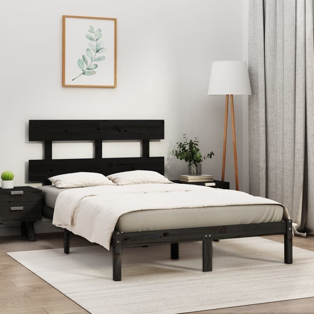 Massivholzbett Schwarz 200x200 cm , Klassische Betten Design 2024