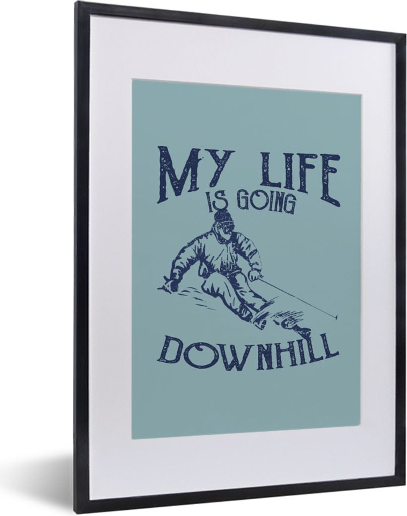 MuchoWow MuchoWow Gerahmtes Poster Jahrgang - Ski - Schnee 30x40 cm - Poster mit zchwarzem Bilderrahmen - Wandposter Schlafzimmer