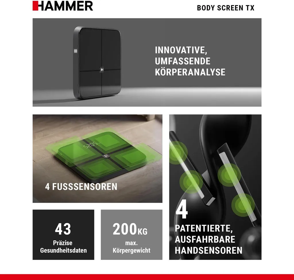 Balance HAMMER Body Screen TX 8 capteurs : analyse segmentée par Bluetooth - 19
