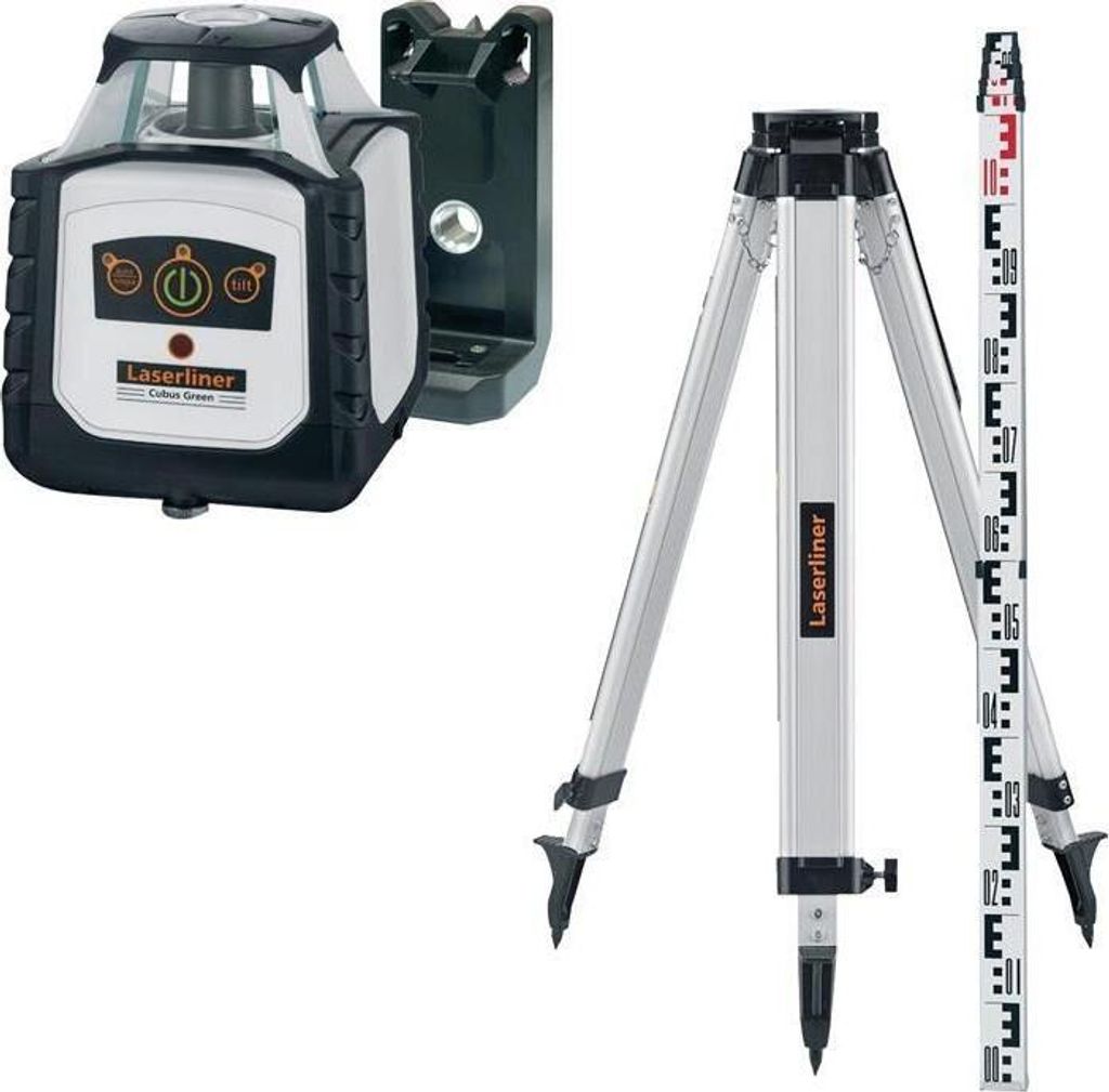 Laserliner Cubus G 210 S Set 150 cm, 200 m, 0,15 mm/m, 4°, 600 RPM, 515 nm, Horizontal/Vertikal
