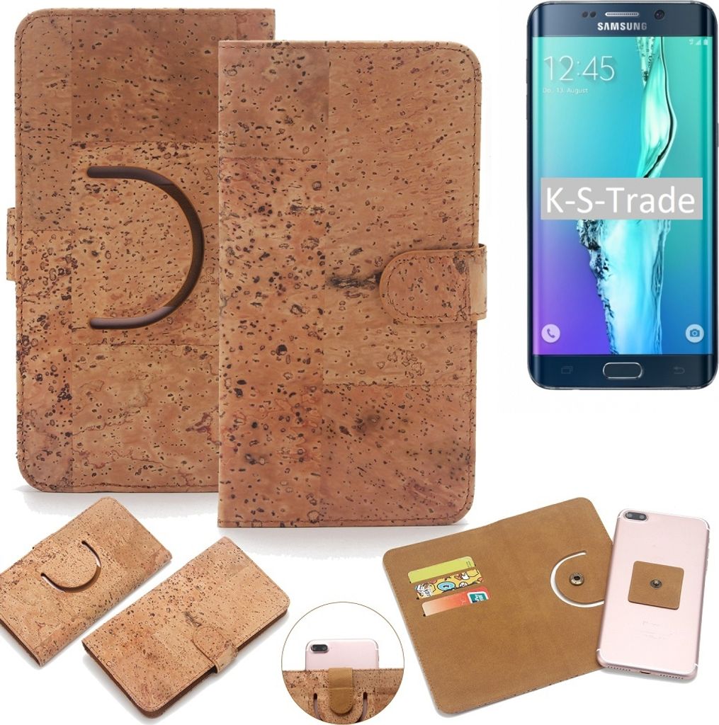 K-S-Trade Handy-Hülle Schutz-Hülle kompatibel mit Samsung Galaxy S6 Edge Plus Handyhülle Schutzhülle Korkhülle Kork-Hülle 1x
