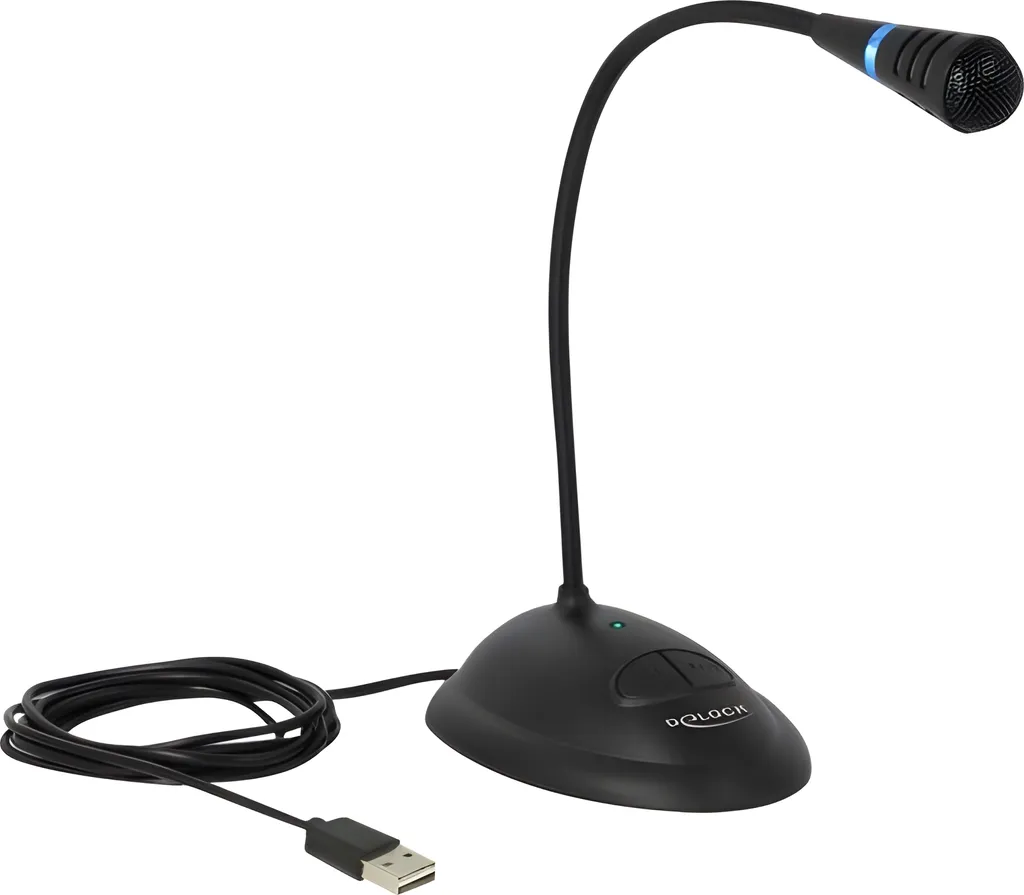 Micro USB Delock avec touche Mute et socle stable pour PC et Portable