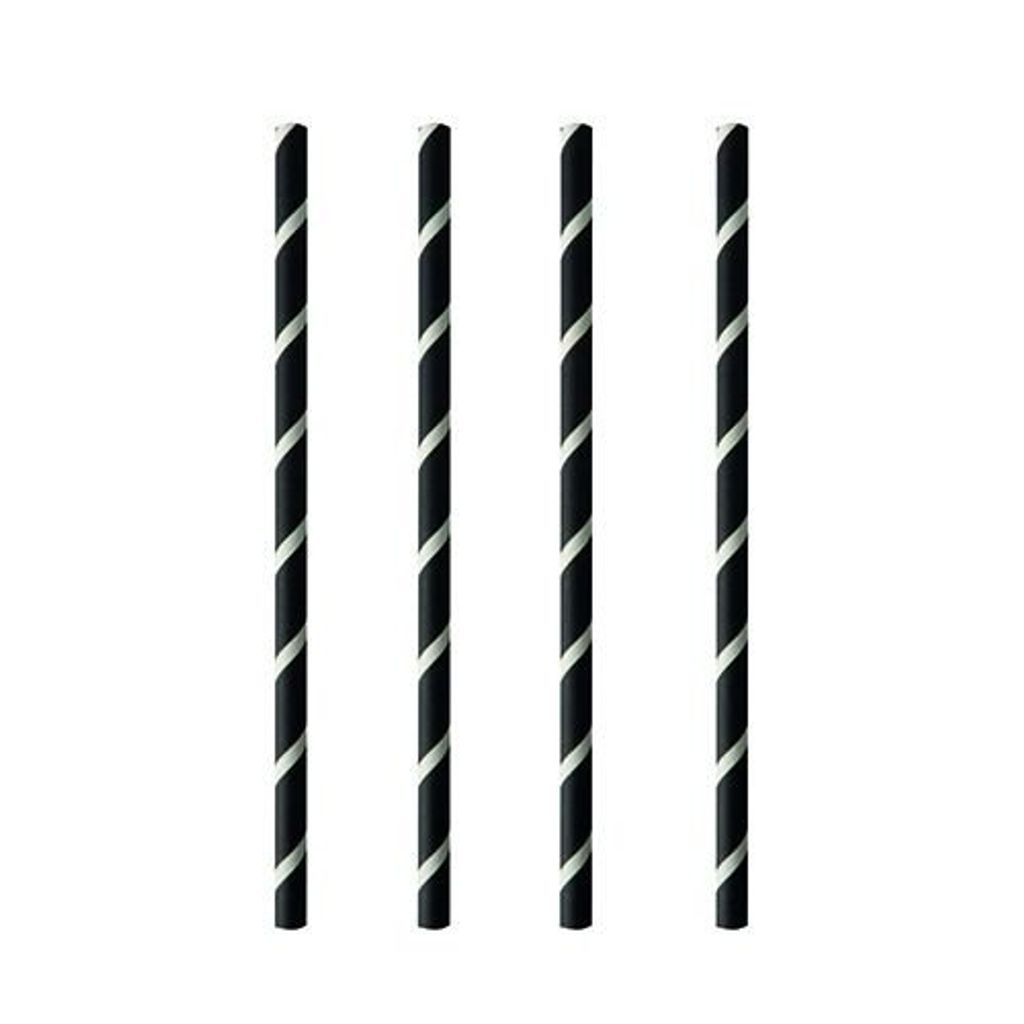 Papstar Shake-Halme, Papier "pure" Ø 8 mm · 20 cm schwarz/weiß "Stripes" 8 x 100 Stück