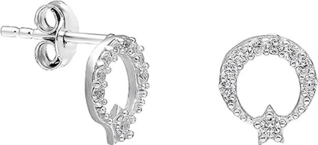 Boucles d'oreilles pendantes Ayyıldız argent 925 et pierres zircone