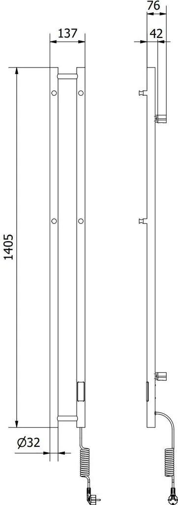 Mexen Pino radiatore elettrico con ganci per asciugamani 1405 x 137 mm, 150 W, bianco - W301-1405-137-00-20