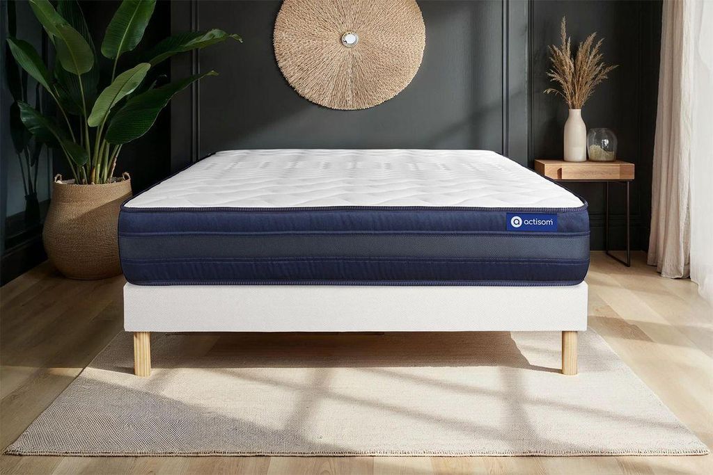 Actiflex tech matratze 130x190cm + Bettgestell mit lattenrost , Härtegrad 5 , Taschenfederkern und Memory-Schaum , Höhe : 24 cm