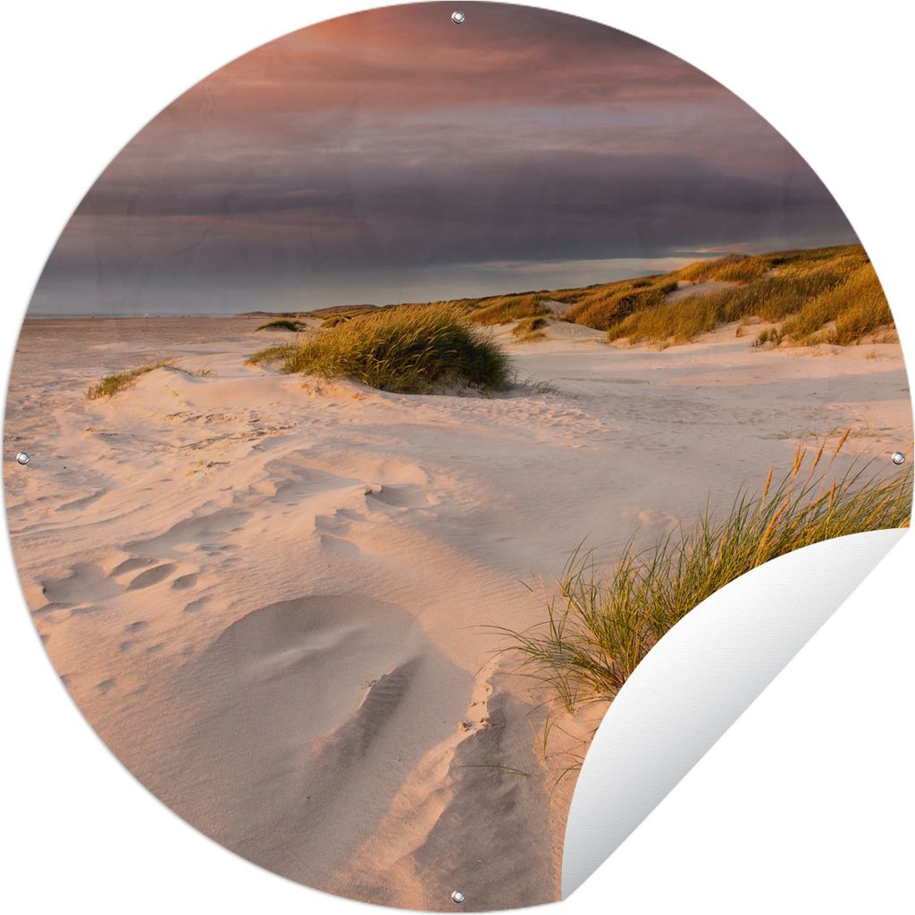 MuchoWow Gartenposter Outdoor-Poster Rund Strand - Sonne - Düne Ø 150 cm Gartendeko Rundes Poster draußen
