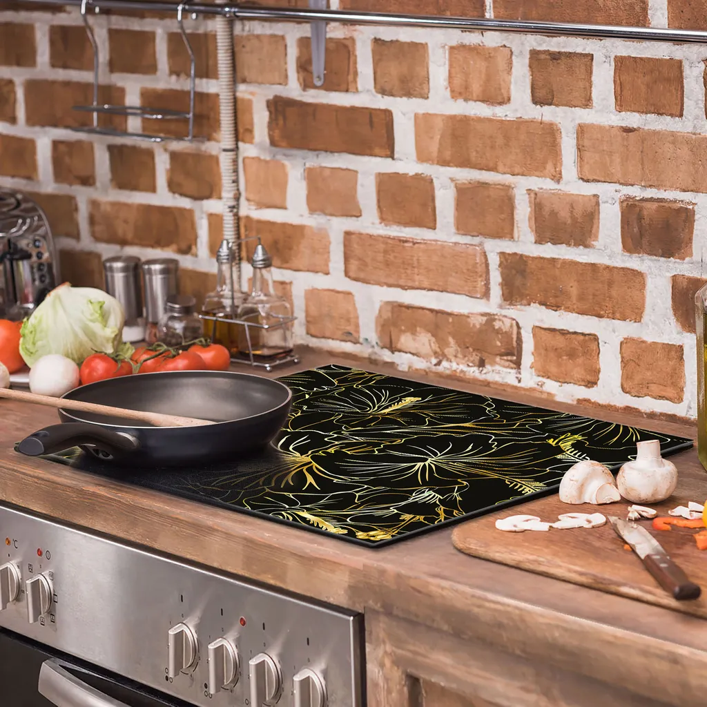 Copri Piano Cottura Vetro 60x52 Nero - Alzatina e Tagliere Design - 4