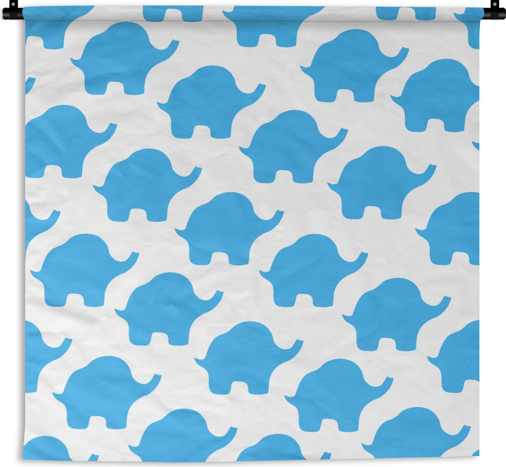 MuchoWow Wandteppich Wandbehang Blau - Elefant - Design 60x60 cm Tapisserie Dekoration Wandtuch - Dekorationen - Wand Decke