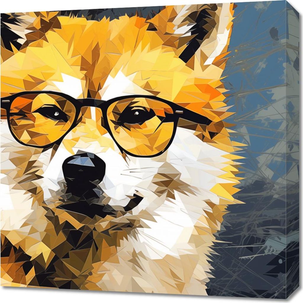 Bild 60x60cm Intellektueller Hund