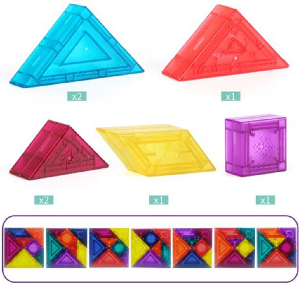 3D-Magnet-Tangram-Bausteine für Kinder, Rätsel zur Formerkennung, Tangrams